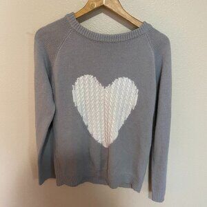 Women's Size Small Gray & White Heart Sweater Valentine's Day, Galentine's Day